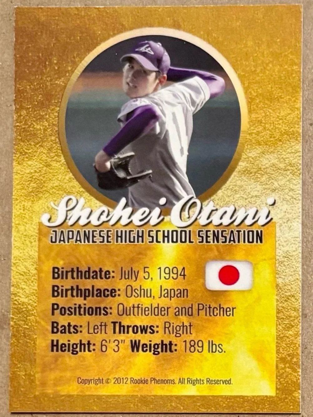 Shohei Ohtani Gold Rookie High School.